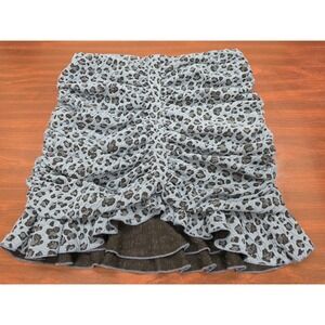 Perfectly Priscilla NWT Women's 1X Blue Leopard Ruched Mini Skirt Lined Plus